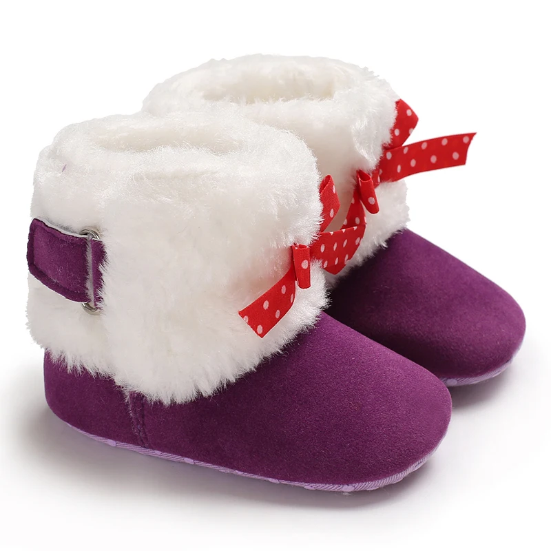 As photo shows Adorable Infant Toddler Baby Girls Snow Boots Winter Soft Sole Crib Shoes Bowknot Booties Infant Newborn Party Shoes 0-18M - Цвет: As photo shows