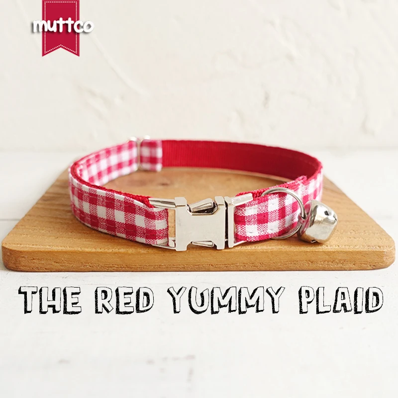 

MUTTCO Retailing characteristic high quality cat collar THE RED YUMMY PLAID creative cat collars 2 sizes UCC047