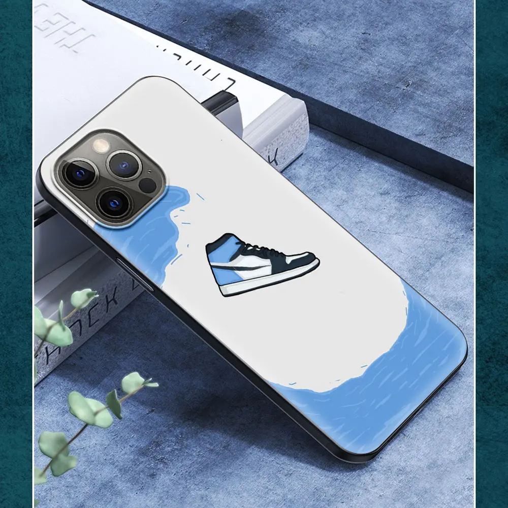 

Phone Case For iPhone 11 12 Pro XS Max 8 7 Plus X XR Silicone Soft TPU Black Shell Back Cover Coque Fundas Cases Bag Sneakers