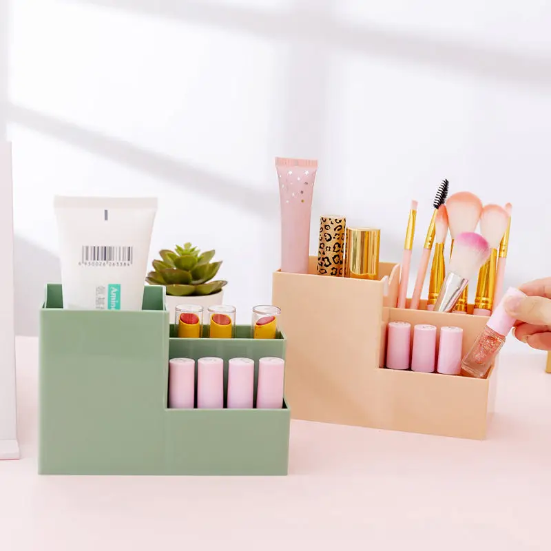 

Fashion Japanese-style Simple Plastic Pen Holder Desk Capacity Jewelry Cosmetic Multifunctional Saving Space Storage Box