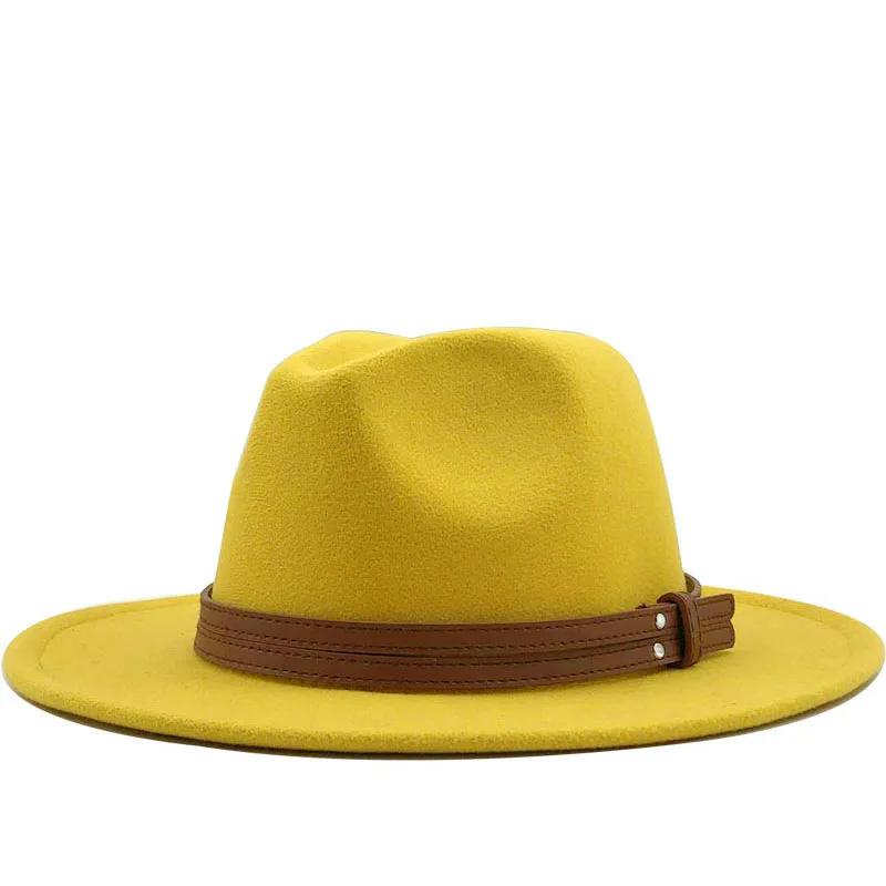 

Высокое качество Новые однотонные Цвет коричневый пояс для женщин Свадебная вечеринка, фетровая шляпка Шерстяная кепка в британском стиле для мужчин из шерстяной ткани в винтажном стиле, в стиле джаз фетровая шляпка шерстяная шапки
