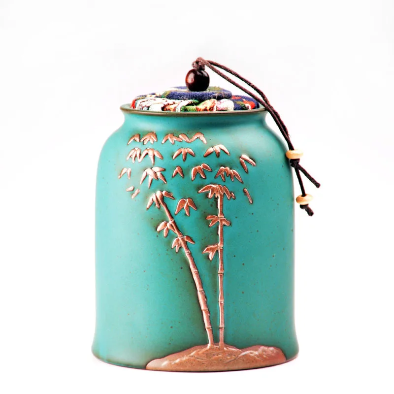 Матовый зеленый глазурованный чайник простой керамический маленький чайный