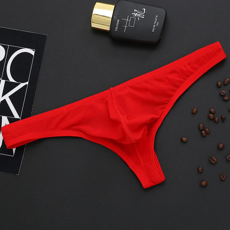 6 цветов сексуальные мужские g стринги Нескользящие ice silk cueca брендовые прозрачные
