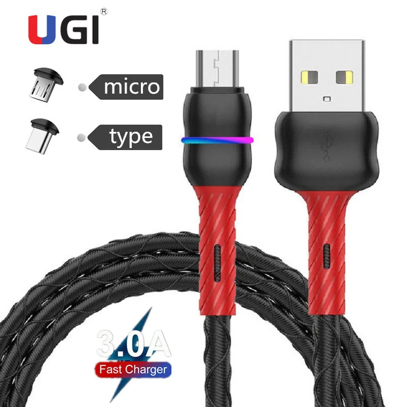 

UGI 1M 3A Fast Charging Cable Quick Charger Type C USB C Micro USB Cable For Samsung Xiaomi RedMi Huawei Oneplus HTC Sync Data