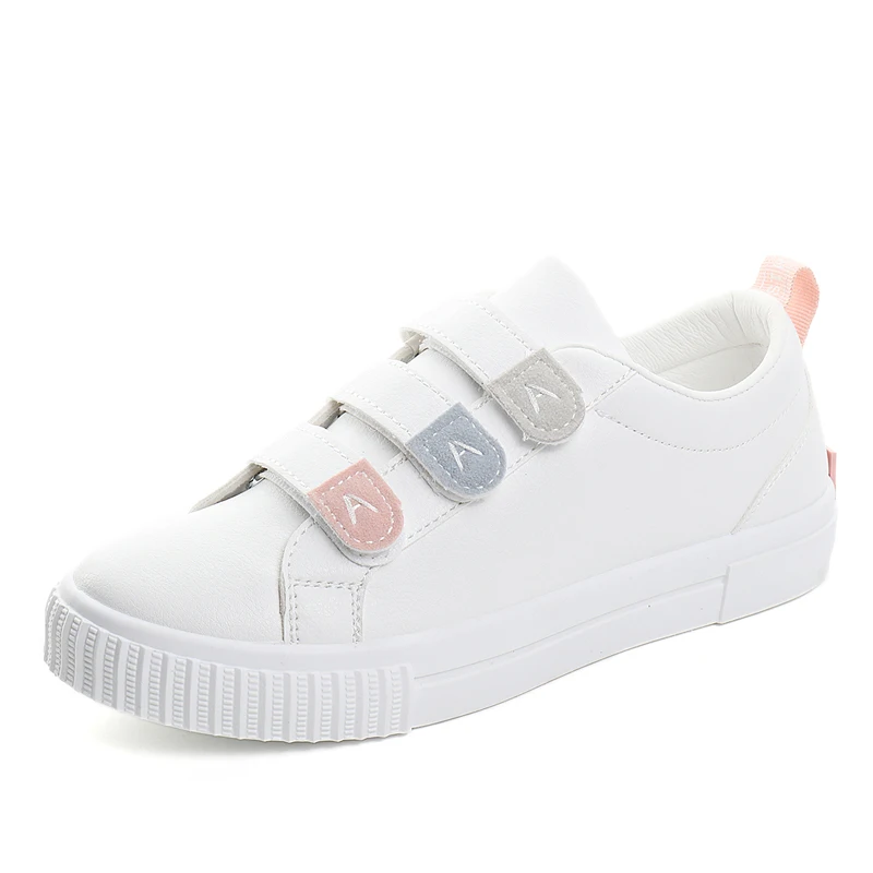 

Кроссовки женские из ПУ кожи, Повседневная дышащая обувь на плоской подошве, на липучке, Модные осенние