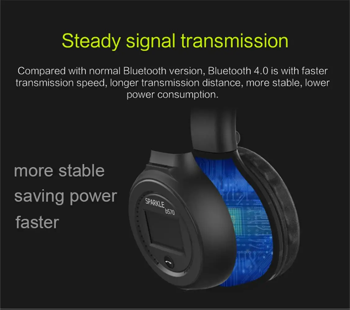 Bluetooth5.0 + EDR наушники складные HIFI стерео ZEALOT B570 Беспроводные с ЖК-дисплеем