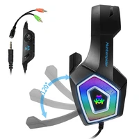new hunterspider v1 stereo gaming headset over ear game led light ps4 deep bass wired control with mic for pc ps4 xbox one gamer