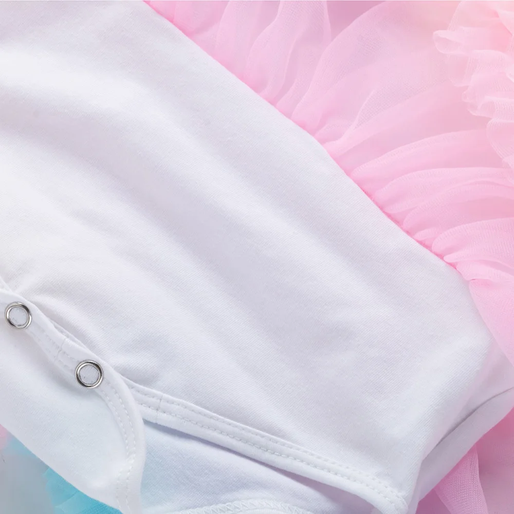 Нарядная летняя хлопковая розовая юбка пачка с рисунком для новорожденных
