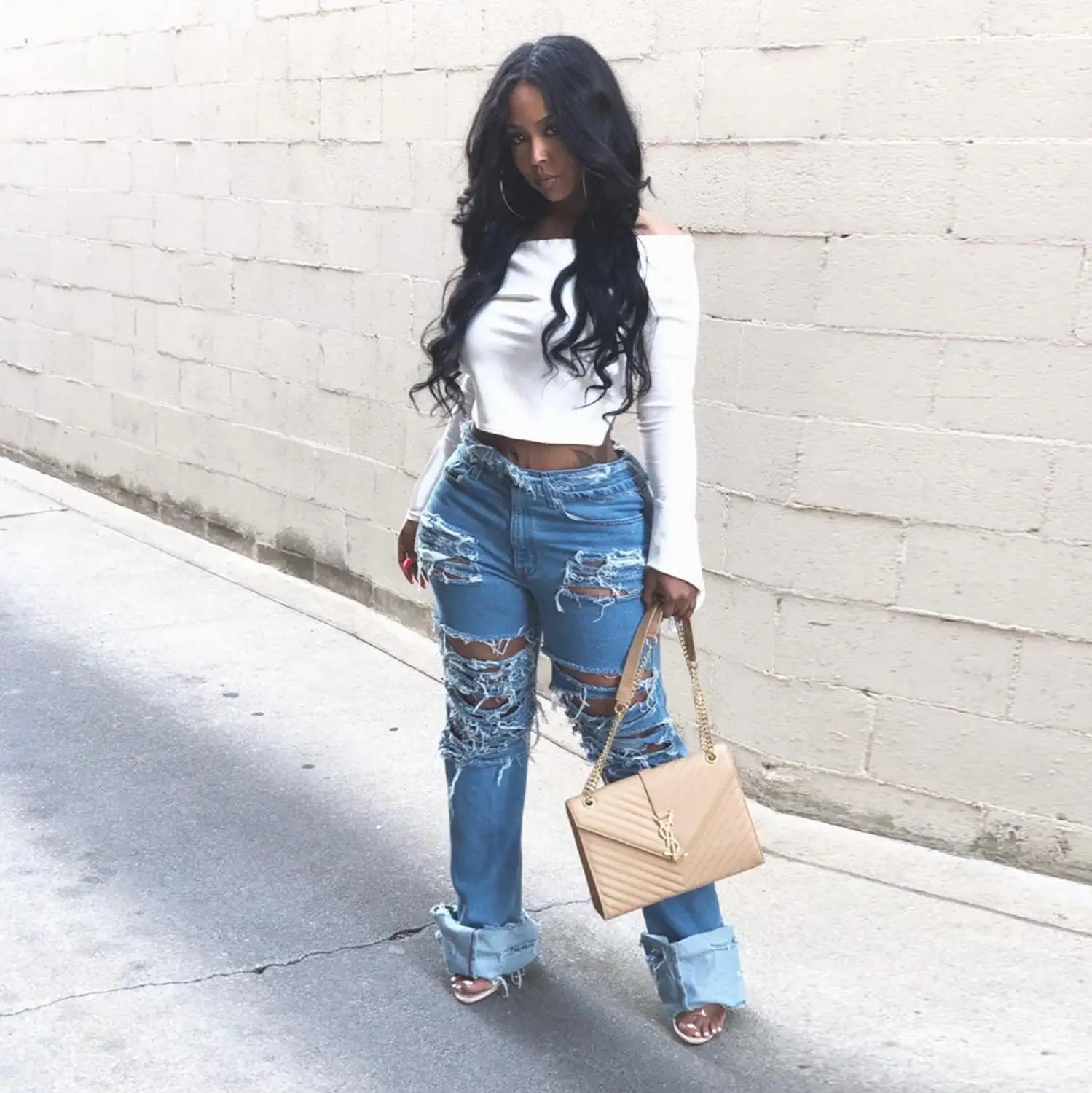 Sexy Women Top Slim Open Back Bandage Flare Long Sleeve Slash Neck Solid Color Party Night Outfit For | Женская одежда