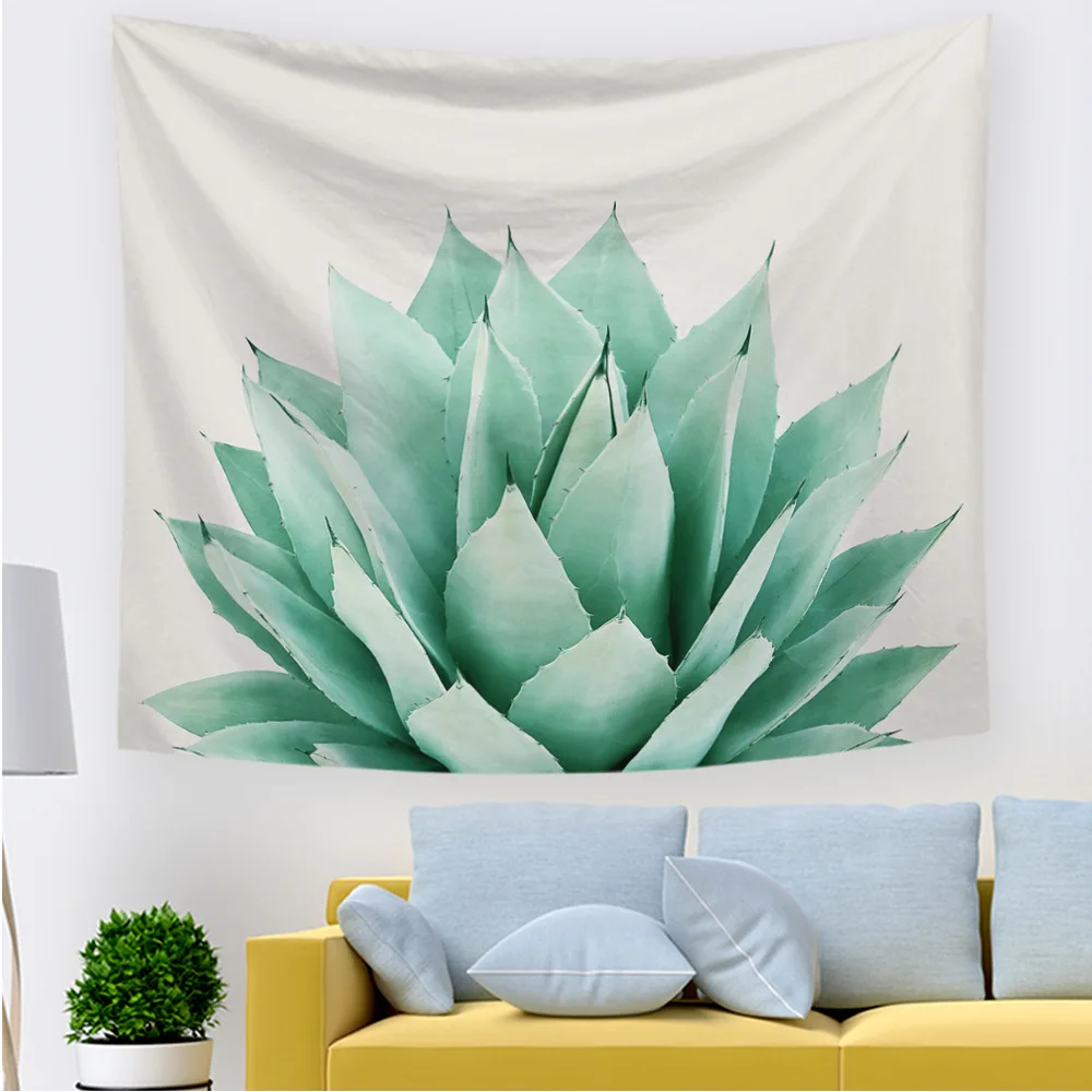 Розовый Зеленый Кактус гобелен тропические листья Пальма настенные гобелены
