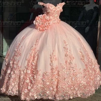 fanshao wd850 quinceanera dress 3d flowers appliques lace for 15 girls ball formal gowns off the shoulder vestido beauty