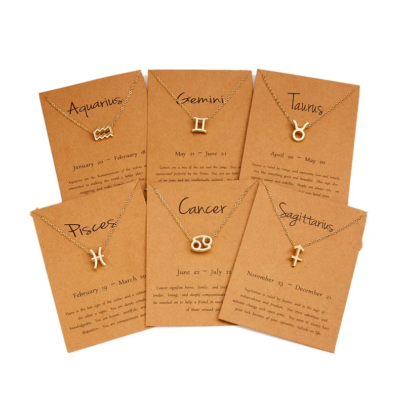 

Trendy Zodiac Sign Necklace For Women Couple 12 Constellation Pendant Chain Choker Birthday Party Jewelry Statement New Gift