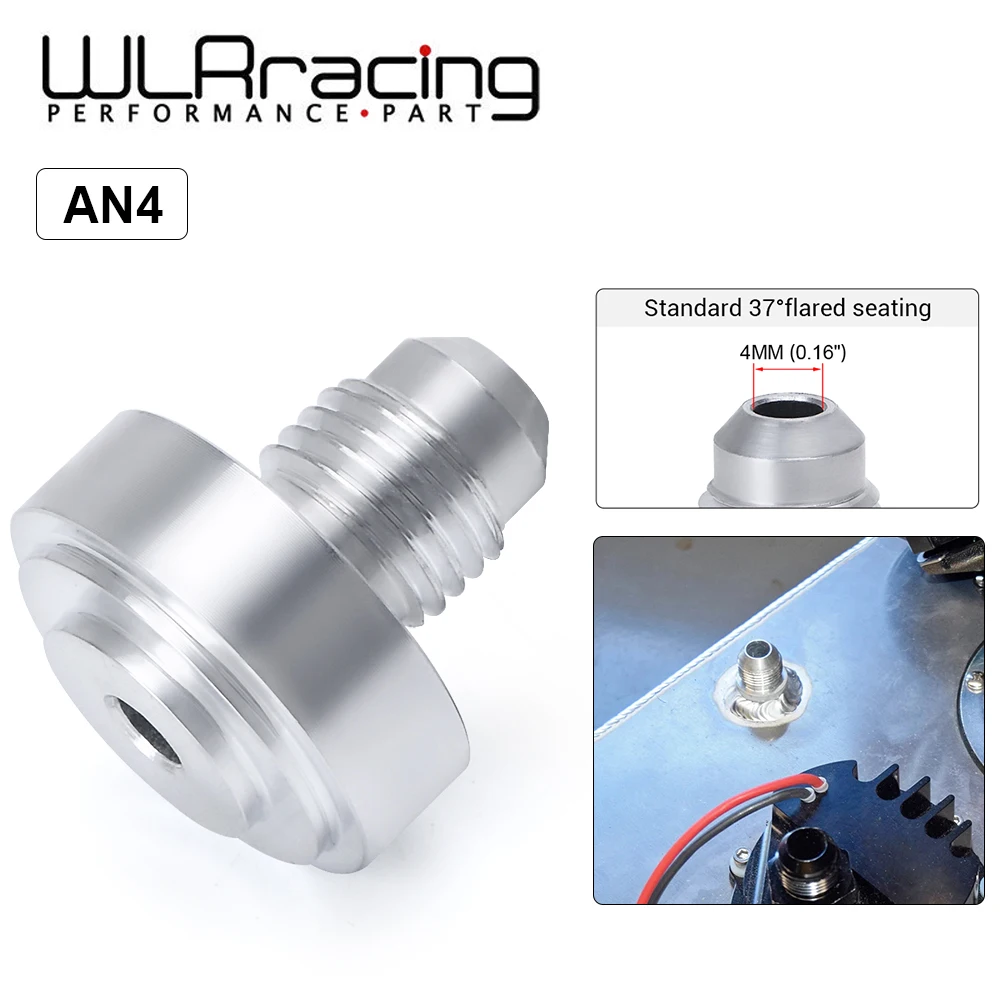 WLR RACING - Top Quality Aluminum AN4-AN Straight Male Weld Fitting Adapter Weld Bung Nitrous Hose Fitting Silver WLR-SL17-7204