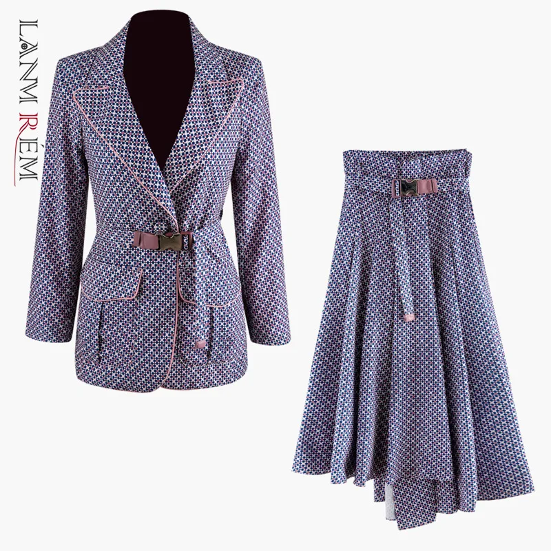LANMREM новинка 2020 весенний костюм воротник двойной карман пояс пальто и высокая