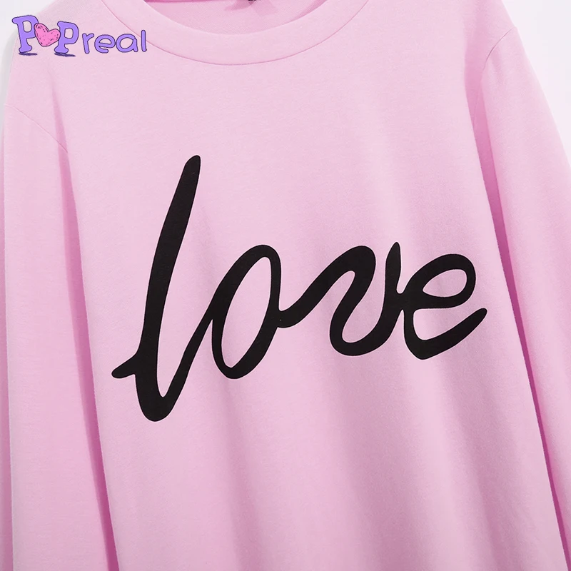 

PopReal Fashion Long Sleeve Sleeve Tops Mommy And Me Clothes Solid Color Matching Outfits Cotton Top Women Kids Baby Family Look