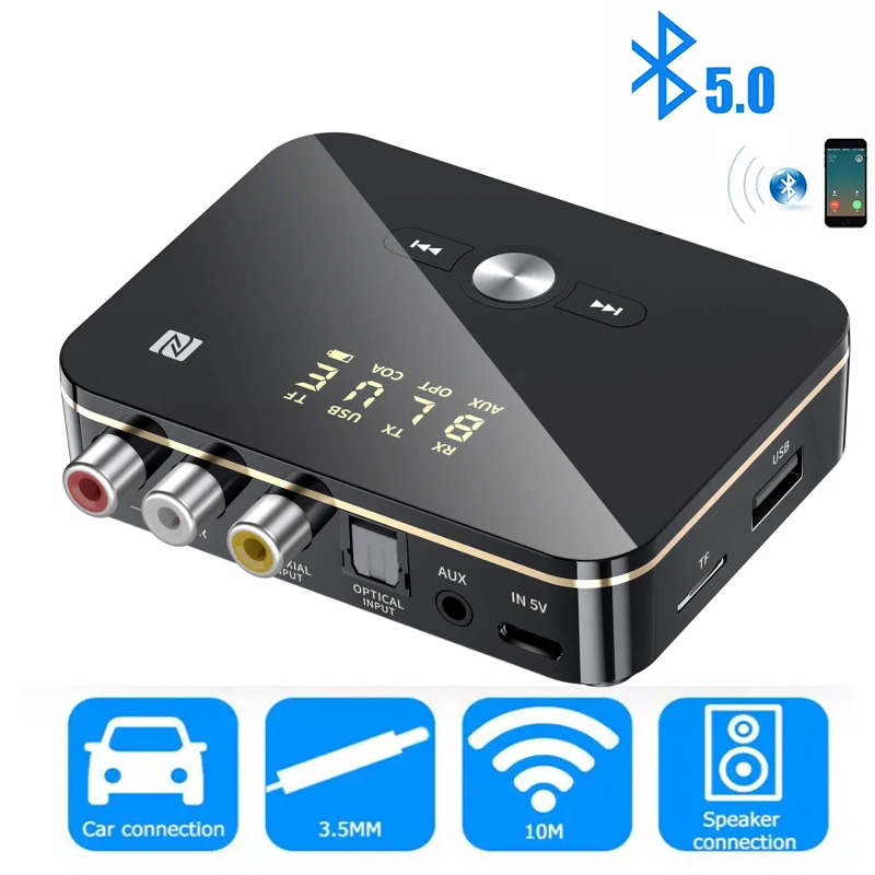 

Bluetooth-совместимый приемник-передатчик аудио AptX HD LL с низкой задержкой, беспроводной адаптер RCA SPDIF 5,0 мм, разъем Aux для ТВ, ПК