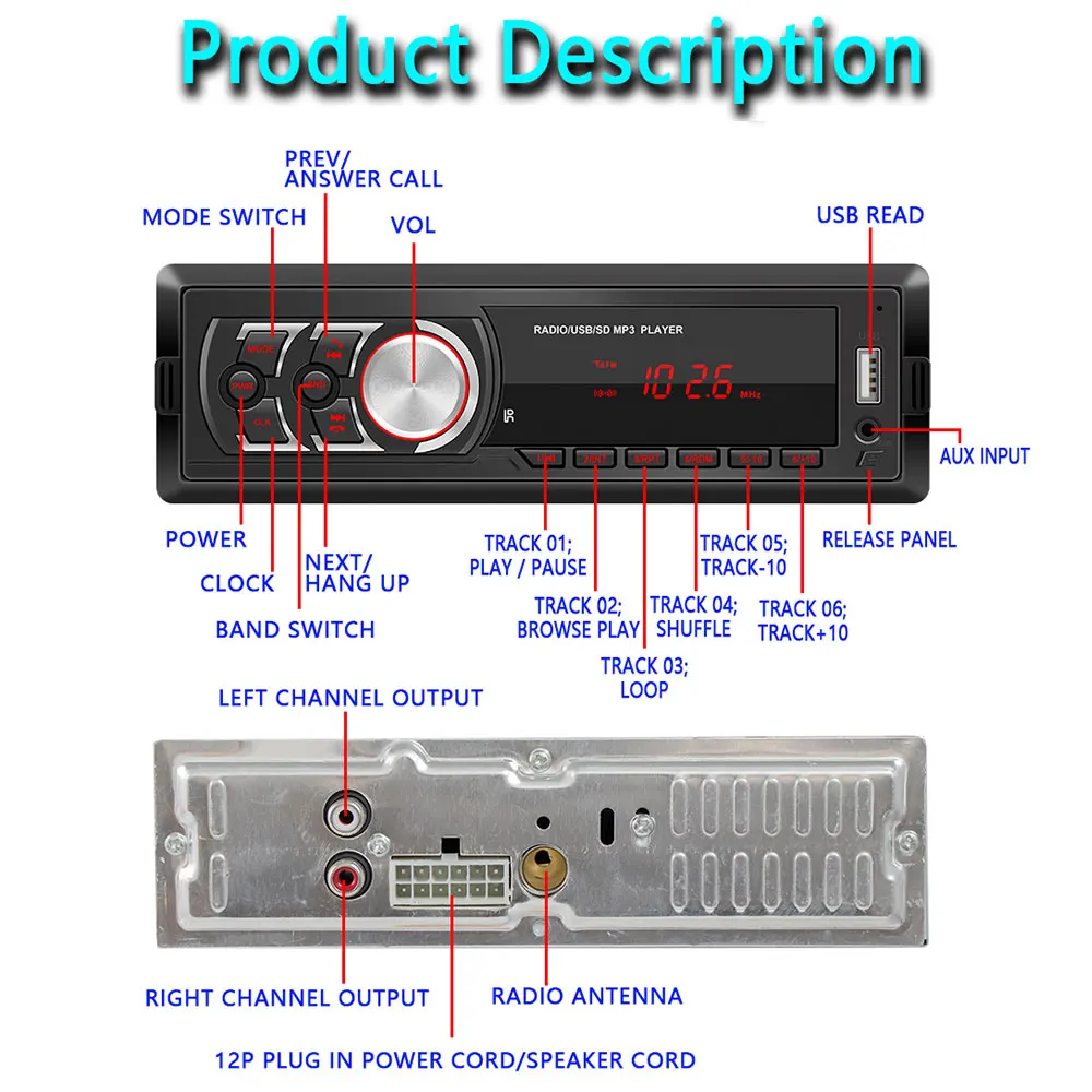 Онлайн Горячая Распродажа 12V автомобиль радио Bluetooth авто плеер MP3 стерео аудио