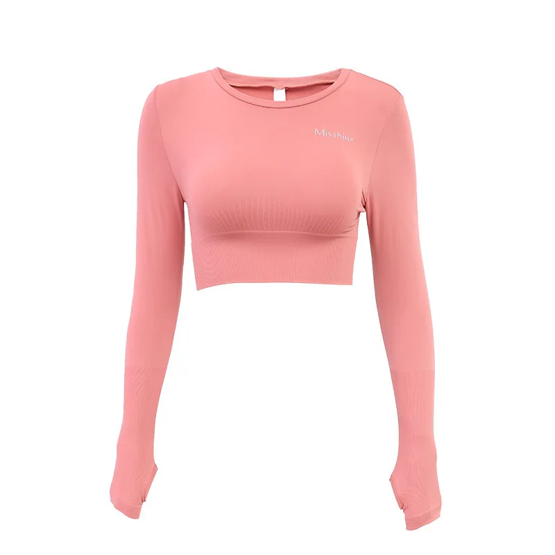 

Seamless Yoga Top Long Sleeve Workout Tops for Women Fitness Vital Gym Crop Top Athletic Gym Shirt Women Sportswear Short Active