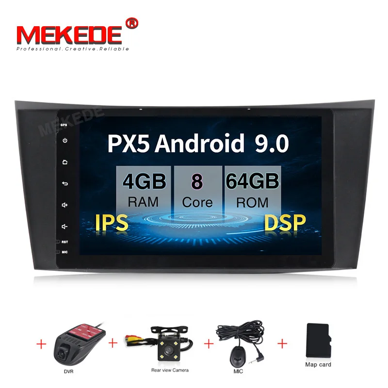 64G DVD CAMERA DVR MEKEDE DSP ips 4G Android 9,0 автомобильный dvd-плеер для Mercedes Benz E-class W211 E200 E220 E300 E350 E240 E270 E280 класс CLS W219 - Цвет: 64G DVD CAMERA DVR
