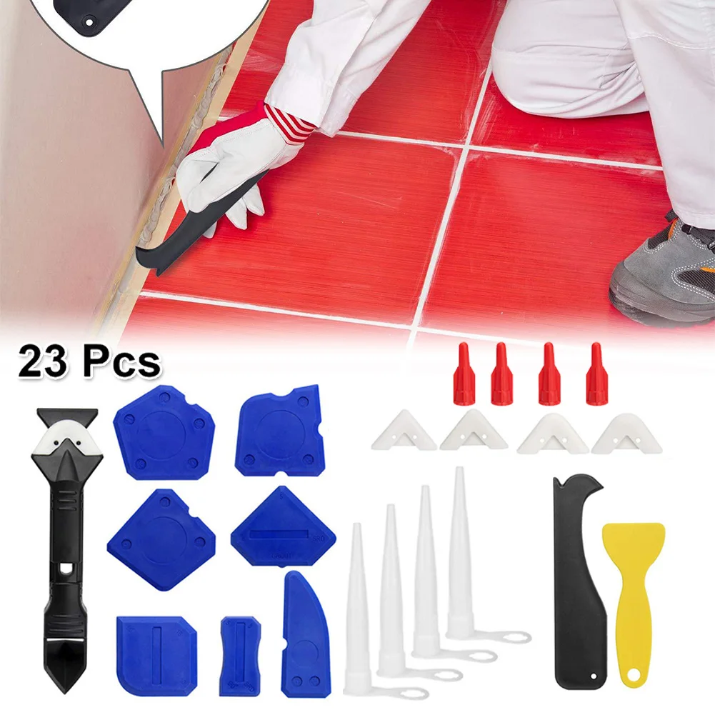 

23pcs/Set Silicone Sealant Spreader Spatula Scraper Cement Caulk Removal Tool Caulking Tools Grout Scraper Caulk Nozzle Remover
