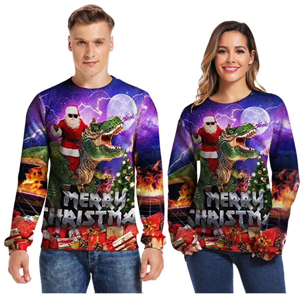 Унисекс женский мужской Рождественский свитер джемпер осенние Рубашки женские 3D