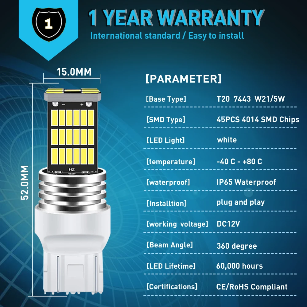 Дневные ходовые огни 4X T20 7443 W21/5W DRL светодиодный ные автомобильные лампы для Lada Vesta