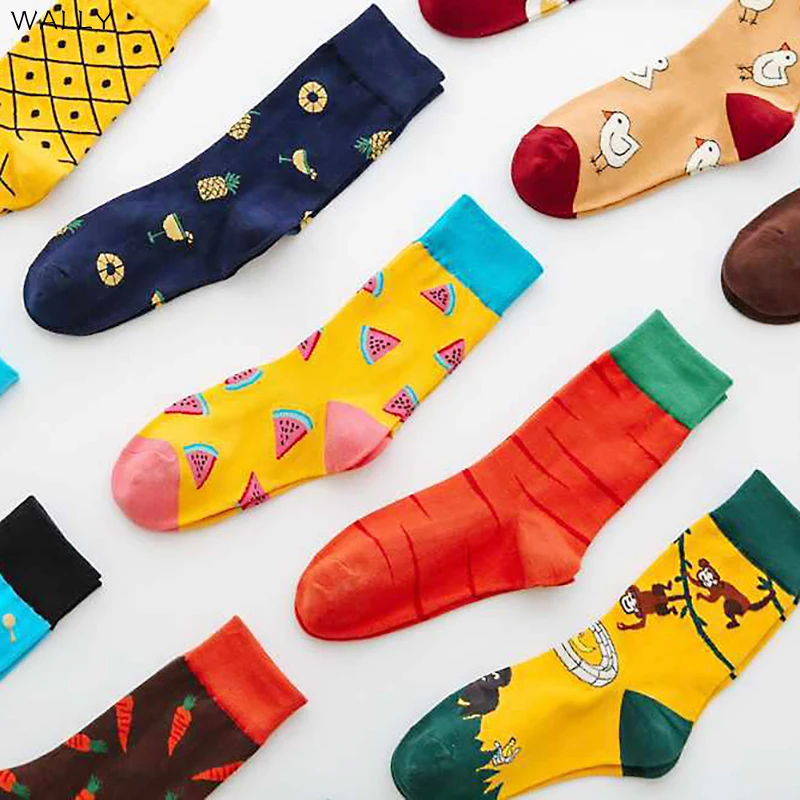 

Cartoon Socks funny strawberry women kawaii banano cute calcetines woman skarpetki femme chaussette harajuku style cozy sock