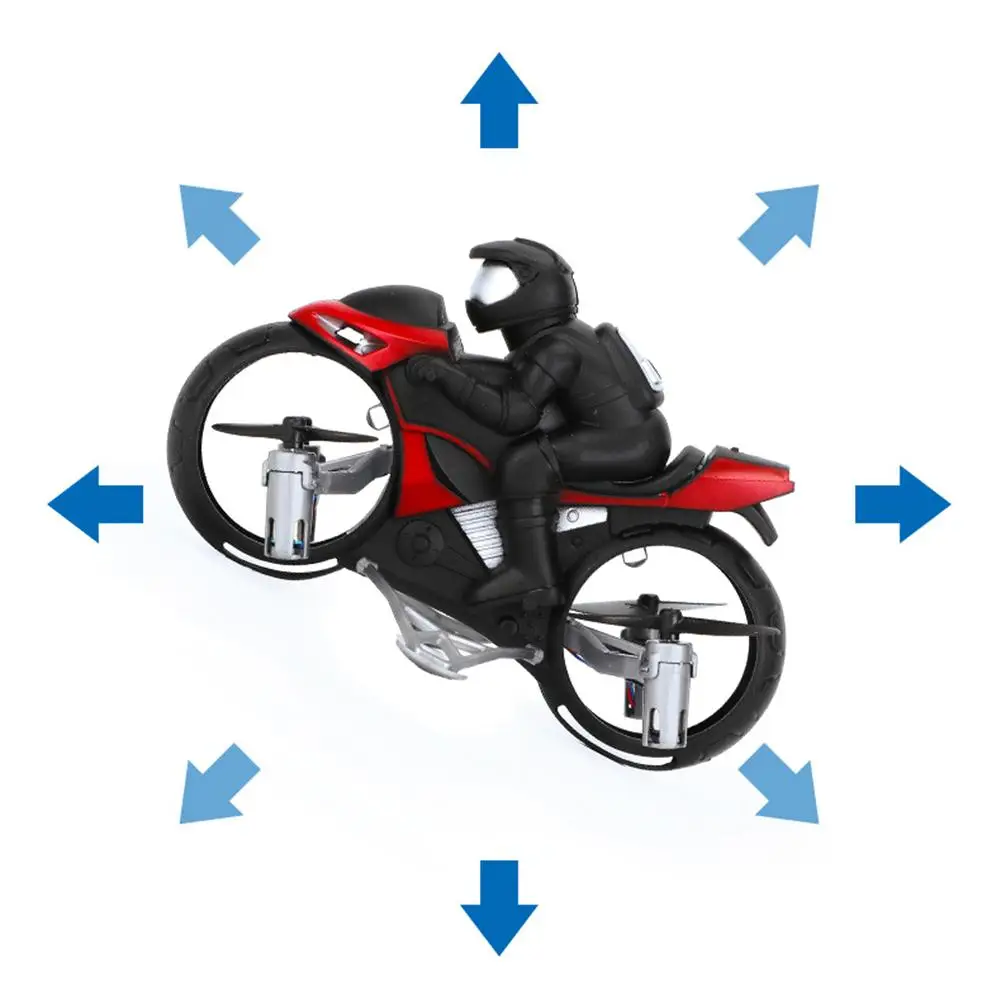 2 4 ГГц Радиоуправляемый мотоцикл в 1 Land Air Flying Motos Дрон игрушки с вращением на 360