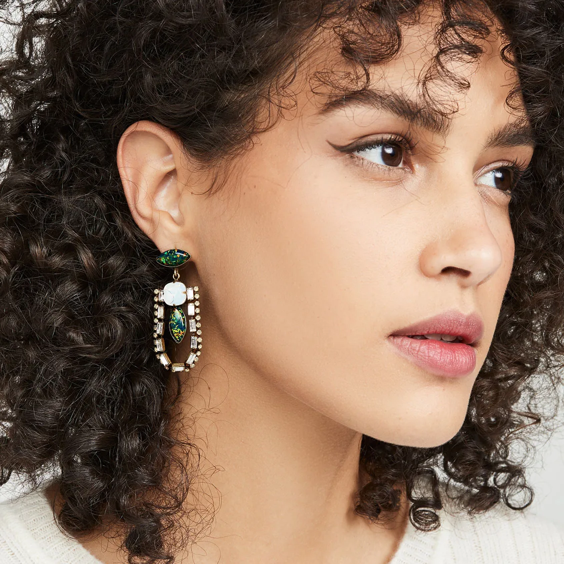 Женские богемные серьги-подвески с полым стеклом зеленые многоцветные