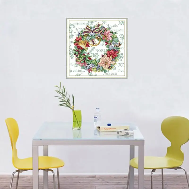 Christmas Bell Wreath DIY Handmade Needlework Counted 14CT Printed Cross Stitch Embroidery Kit Set Home Decoration | Дом и сад