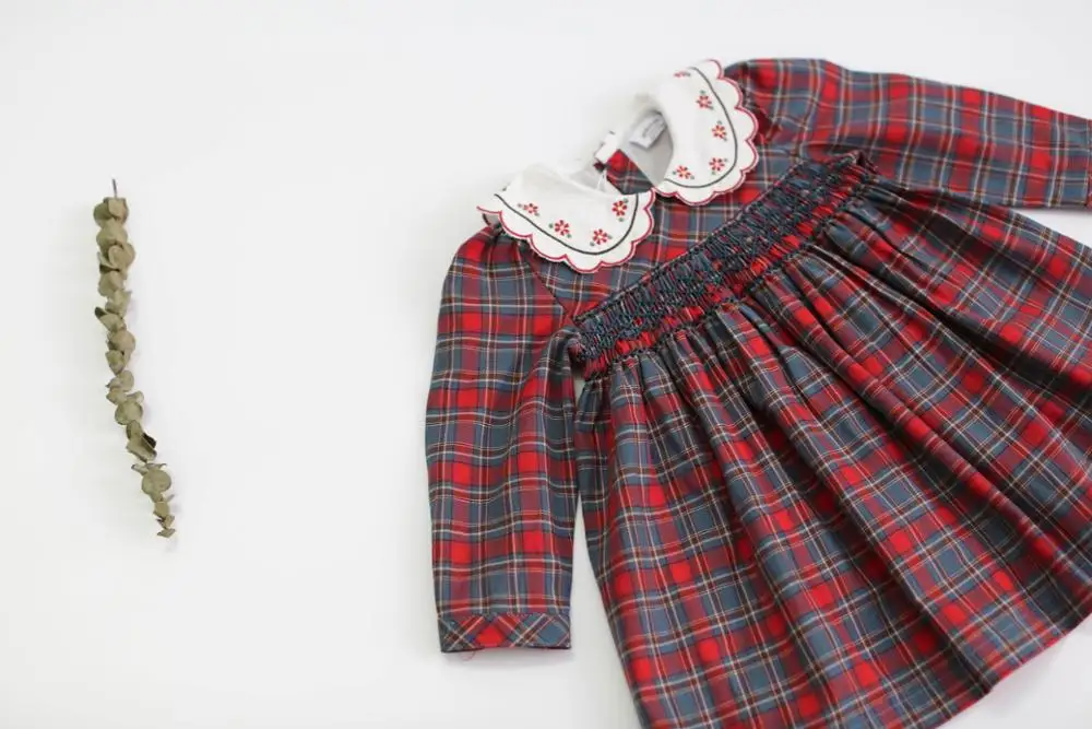 2019 винтажное Хлопковое платье в красную клетку для девочек милое принцессы