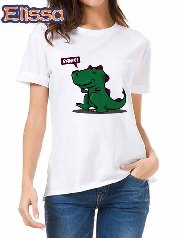 

Dinosaurs Dino Print Women T Shirt Summer Aesthetics Graphic Short Sleeve Polyester T Shirts Clothing Tops Ullzang Anime Tees