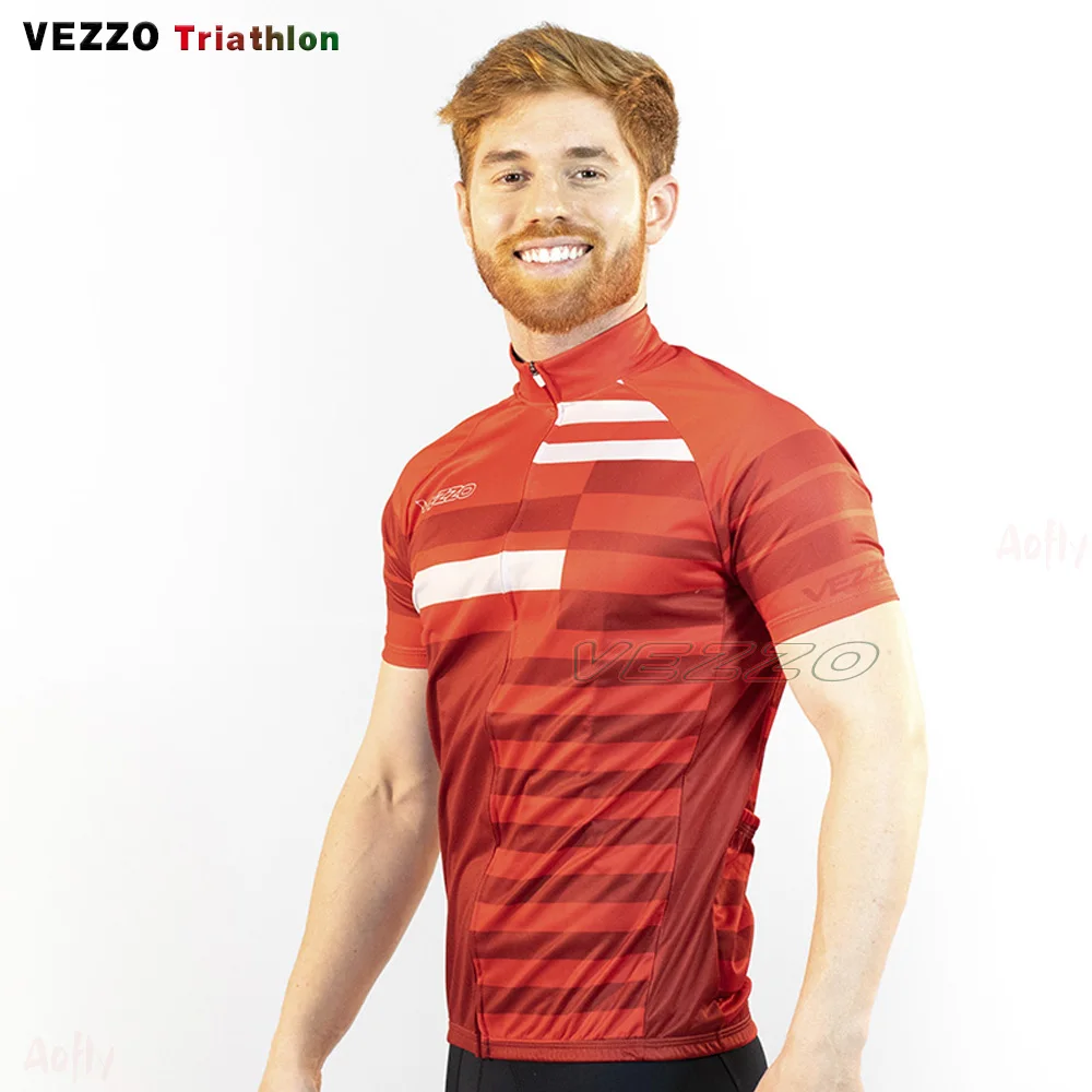 Мужская велосипедная рубашка Vezzo красная короткая одежда Бесплатная доставка в