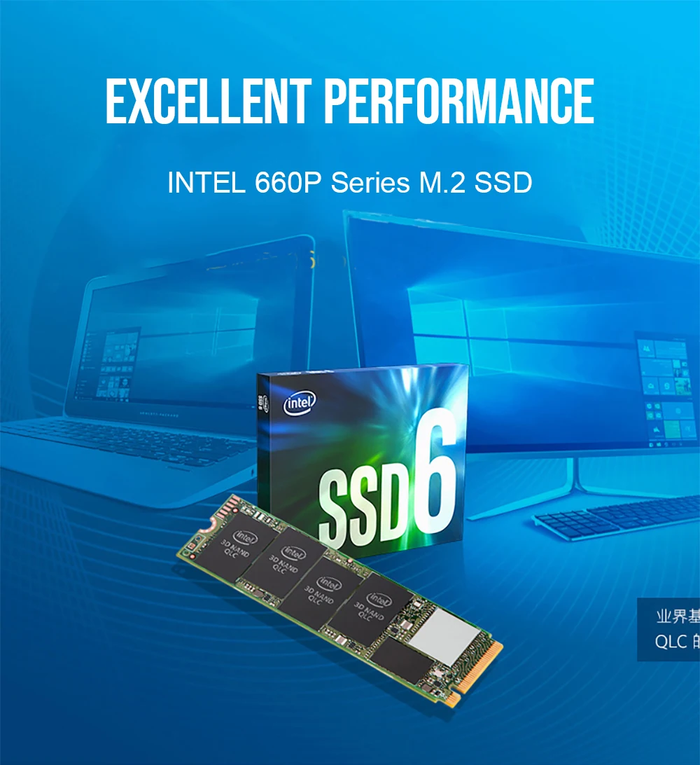 Твердотельный накопитель Intel 660p ssd 512GB 1 ТБ 2 ТБ-PCI Express(PCI Express 3,0x4)-внутренний SSD-intel M.2 2280 NVME ssd