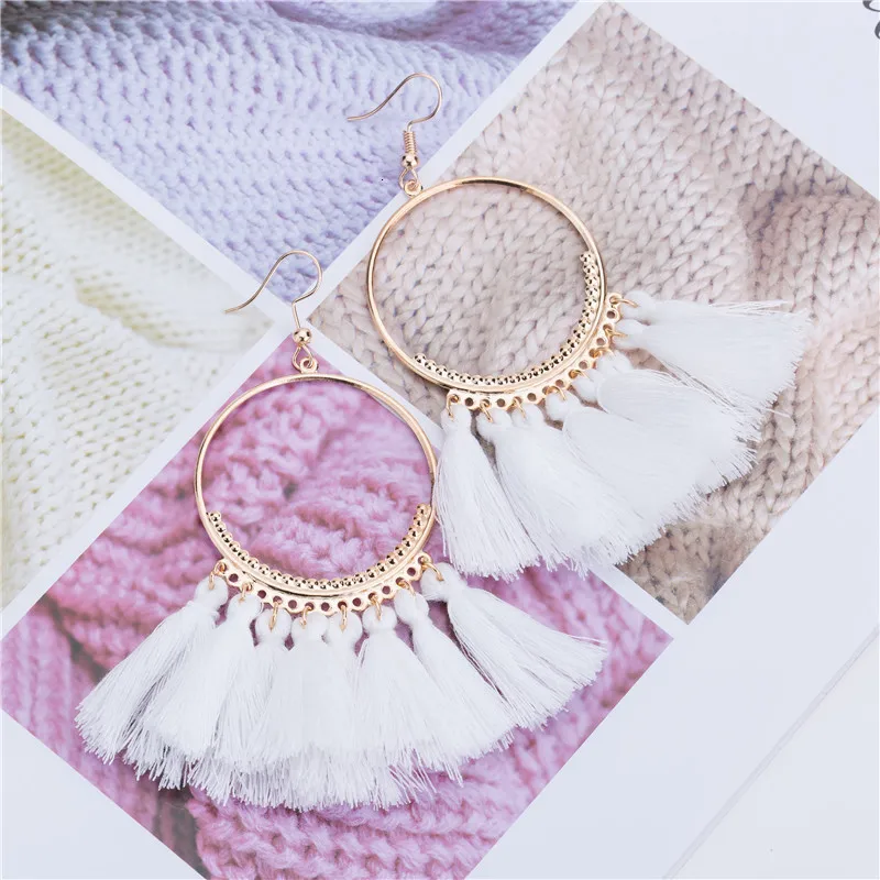 Новые серьги ручной работы с кисточками для женщин этнические большие висячие