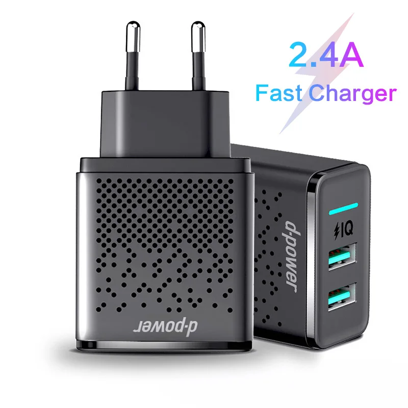 Зарядное устройство с двумя USB портами 5 В 2 4 А|Зарядные устройства для телефонов| |