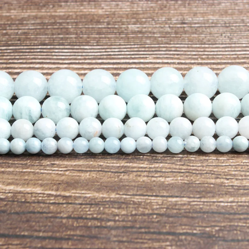 LanLi натуральные ювелирные изделия светло голубые камни аквамарины россыпью