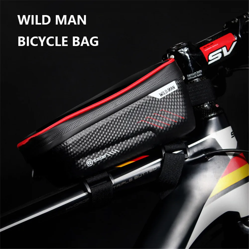 

WILD MAN Bicycle Waterproof Saddle Bag Phone Bag MTB Front Beam Package Screen Touch Top Tube Phone Bike Bag Cycling Equipment