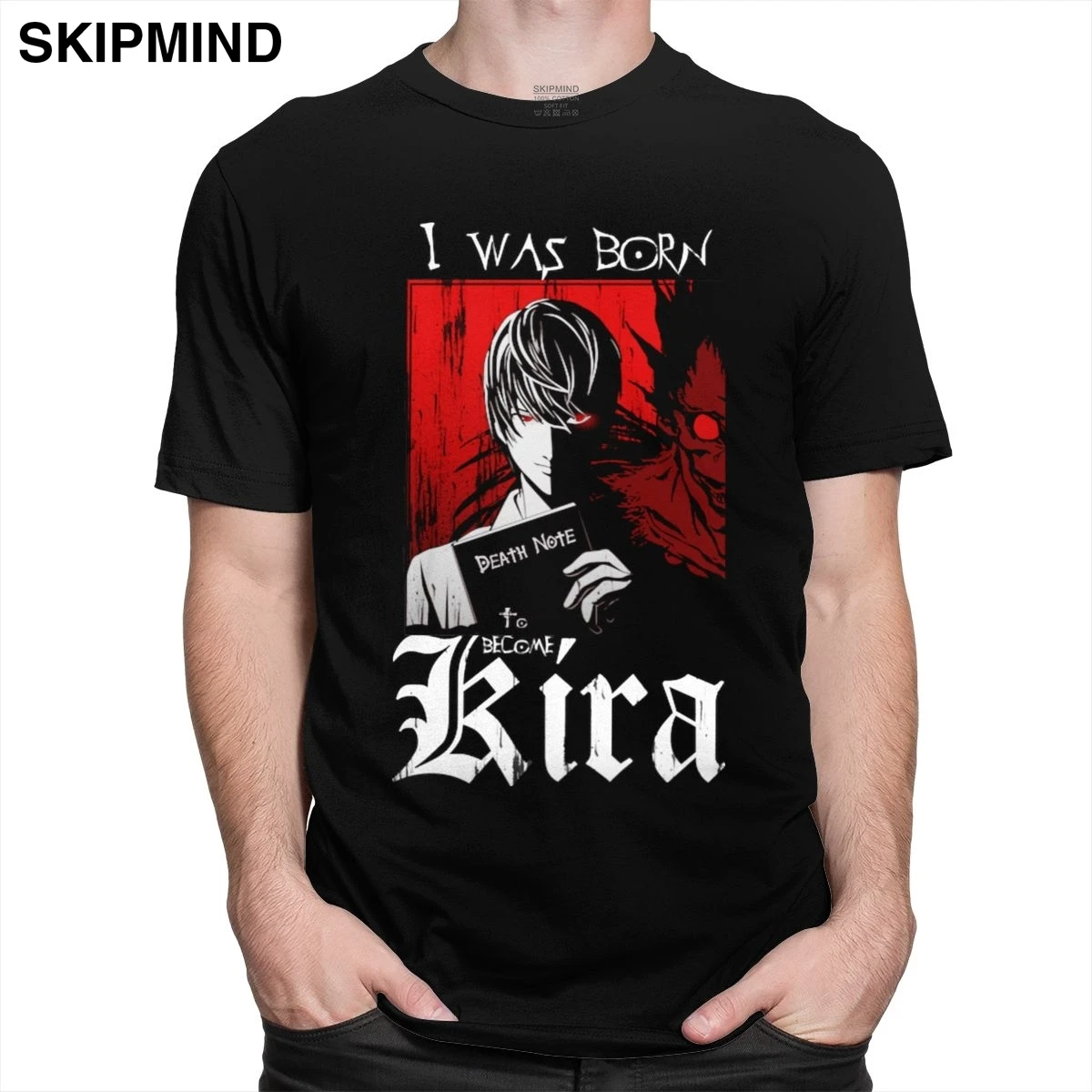 Футболка мужская с надписью Death Note модная рубашка круглым вырезом и короткими