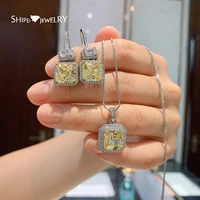 shipei romantic cute 925 sterling silver citrine gemstone earringspendantnecklace wedding engagement jewelry sets wholesale