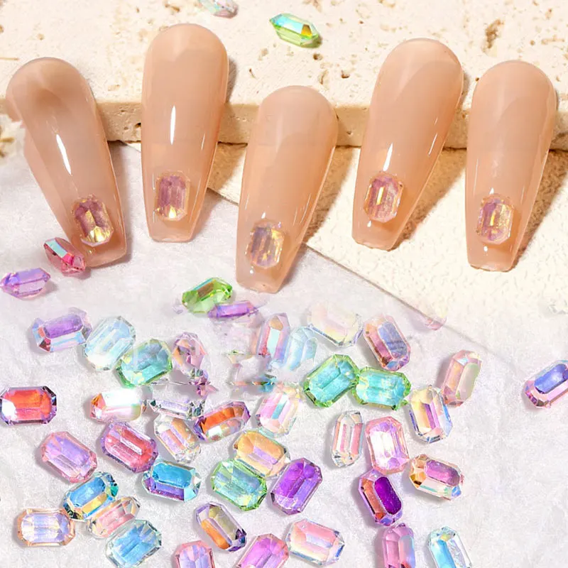 

Nail Decor 3D Glitter Gems Nail Beauty Colorful Flatback AB Crystal Manicure Nail Rhinestones 50PCS Diamond Gems DIY Accessories