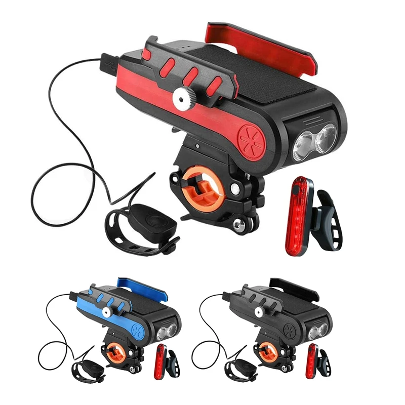 

Многофункциональный велосипедный фонарь s Set 4 в 1 светильник Фонарь велосипедный Головной фонарь Водонепроницаемый Регулируемый USB Перезар...