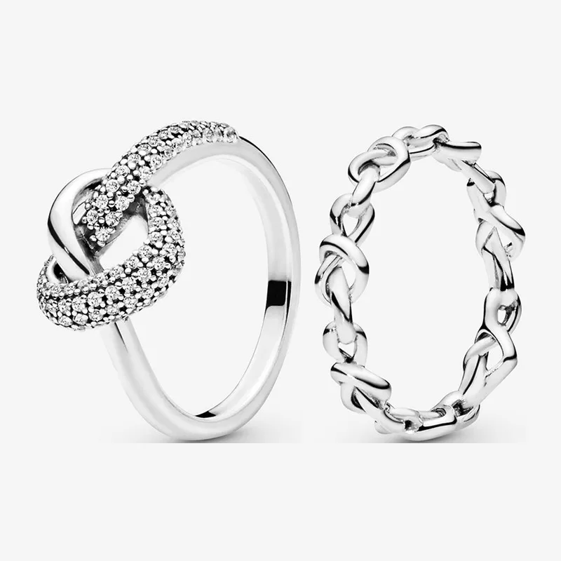 

Authentic 925 Sterling Silver Sparkle Knot Heart Cz Ring For Women's Engagement Jewelry Anniversary