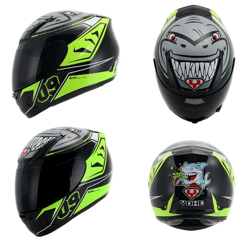 New ECE Certification YOHE Full Face Motorcycle Helmet Cross-country Moto Running helmets with PC Lens visor made of ABS - Цвет: 3