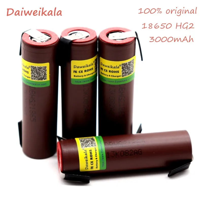 Новая батарея 18650 HG2 3000mAh с полосками спаянные батареи для отверток 30A высокий ток+ DIY никель inr18650 hg2