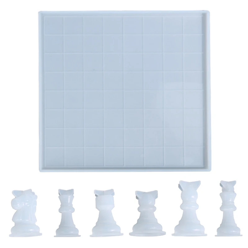 

Chess Board Resin Mold Set, 1 Pcs Large Checker Board Epoxy Casting Mold with 6 Pcs 3D Chess Pieces Silicone Molds