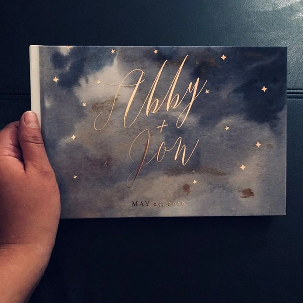 Фольга Золотая Свадебная Гостевая книга с именем звезды на заказ помолвка