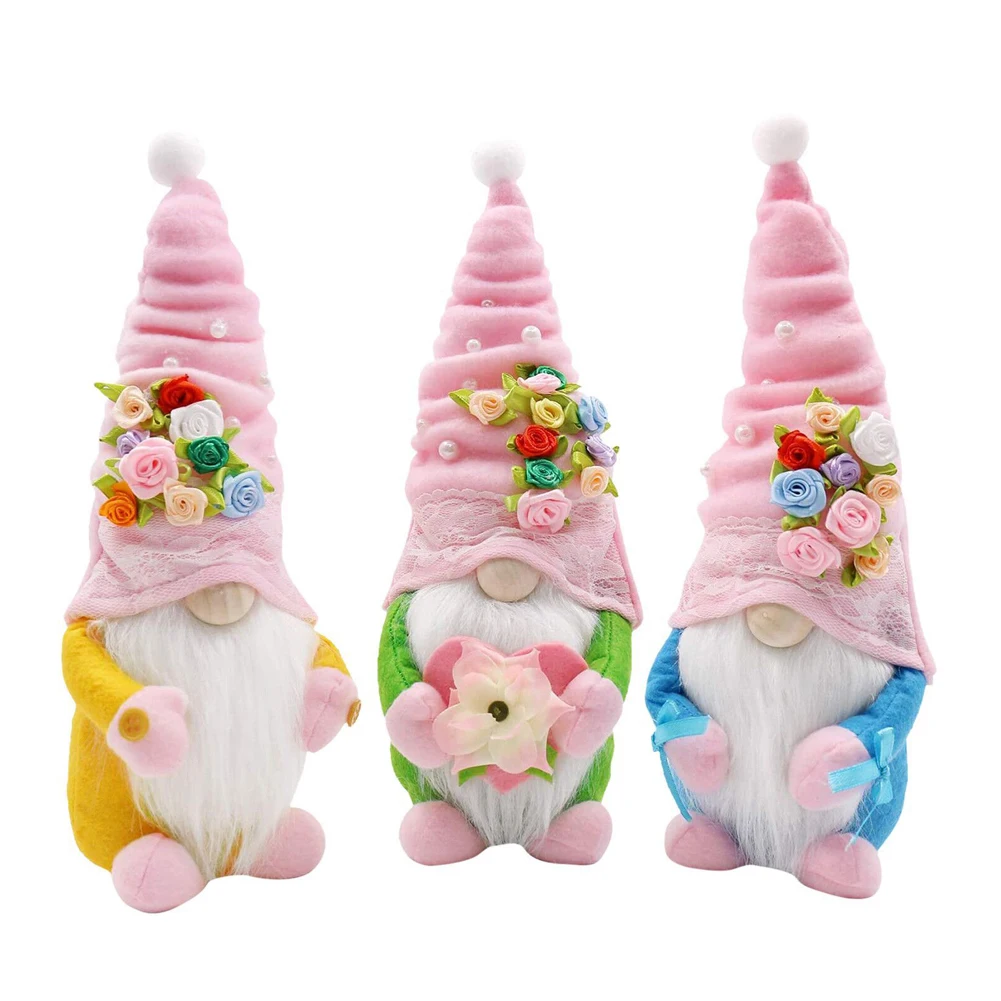 

Faceless Plush Doll Tomte Swedish Gnome Spring Flowers Plush Dwarf Doll Elf Dwarf for Mothers Day Blue Decorations