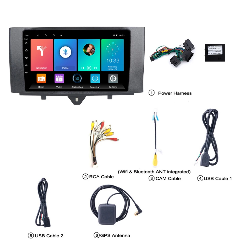 

Eastereggs 2Din Android Car Radio For Mercedes Benz Smart Fortwo2010-2015 WIFI GPS Navigation FM Bluetooth Car Multimedia Player