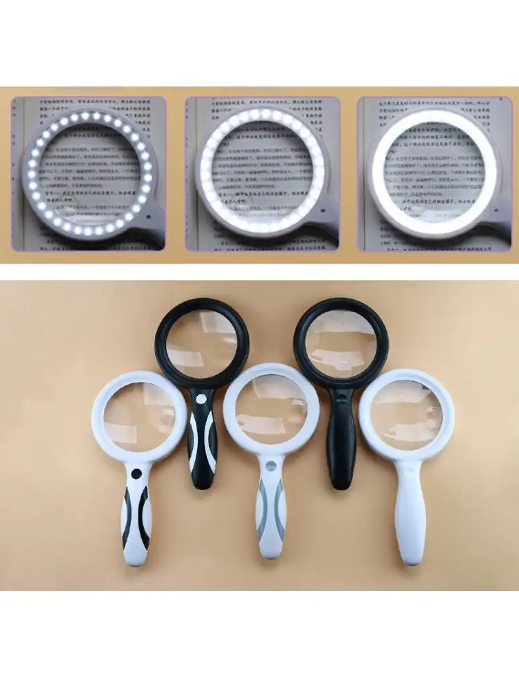 

Handheld Rechargeable Magnifying Glass 2/13X ,with 33LED Light Brightness Adjustable for ReadingJewelry Appraisal